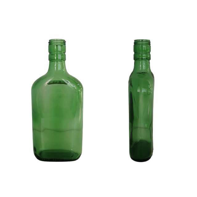 Hot sale 350ml emerald green glass bottle flask bottle whisky bottle