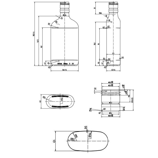 Hot sale 350ml emerald green glass bottle flask bottle whisky bottle