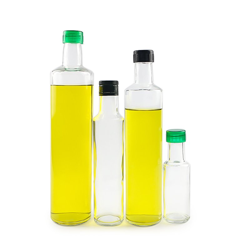 empty clear round 750ml 500ml 250ml 100ml dorica olive oil juice honey glass bottle with cap