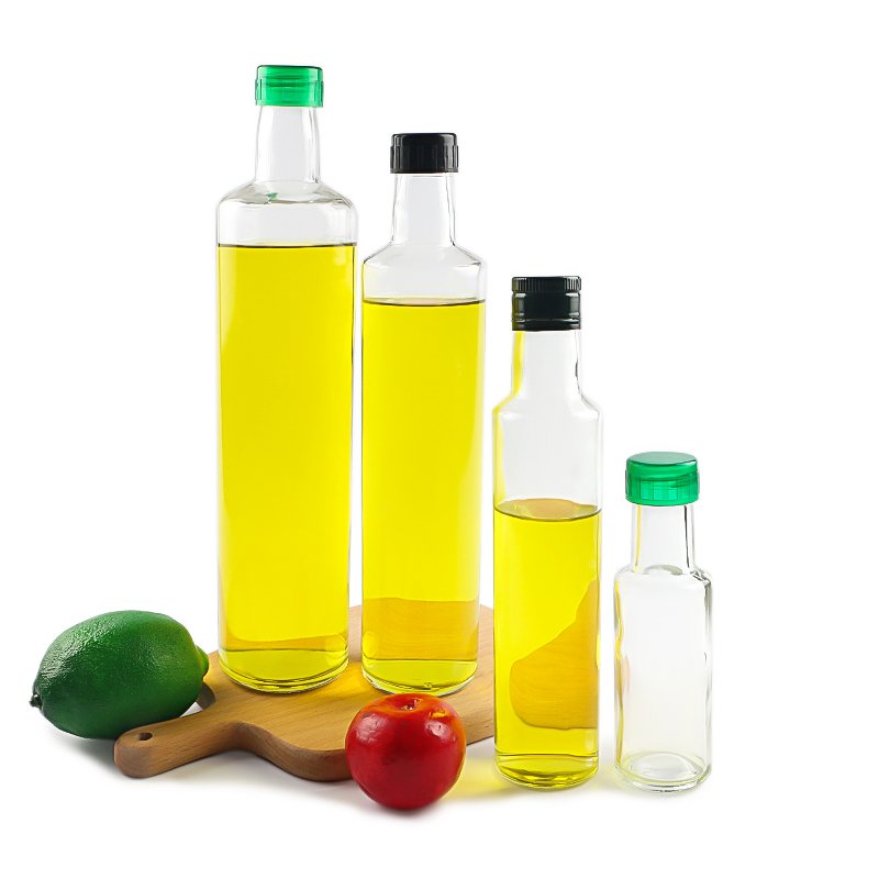 empty clear round 750ml 500ml 250ml 100ml dorica olive oil juice honey glass bottle with cap