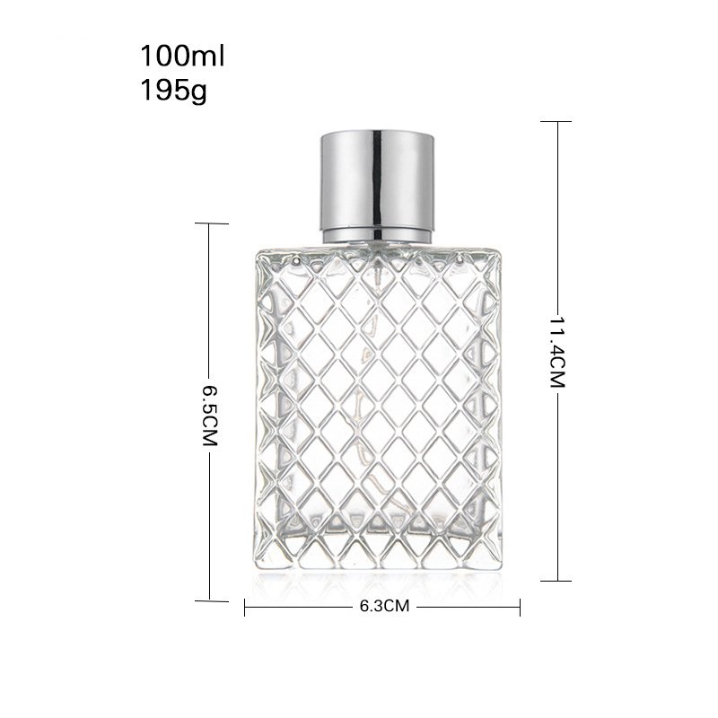 Stock 100ml Transparent Glass Bottle Check Perfume Spray Bottle