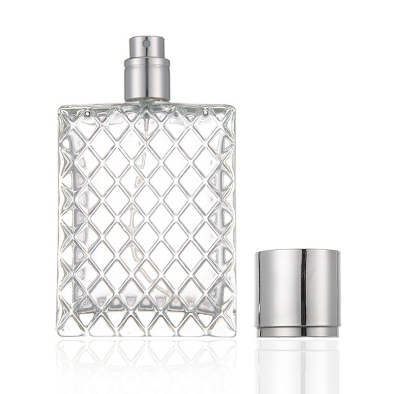 Stock 100ml Transparent Glass Bottle Check Perfume Spray Bottle