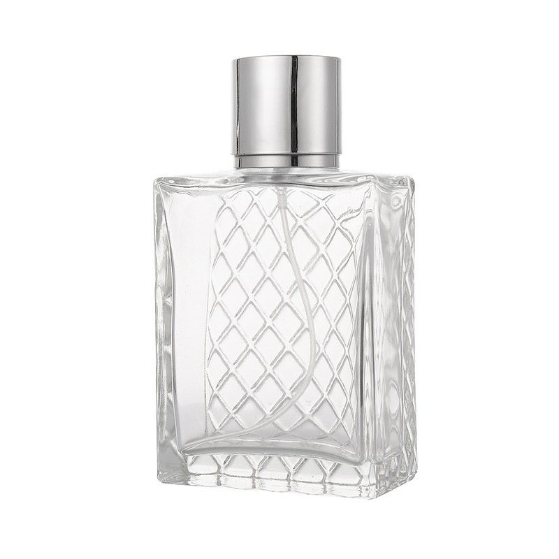 Stock 100ml Transparent Glass Bottle Check Perfume Spray Bottle