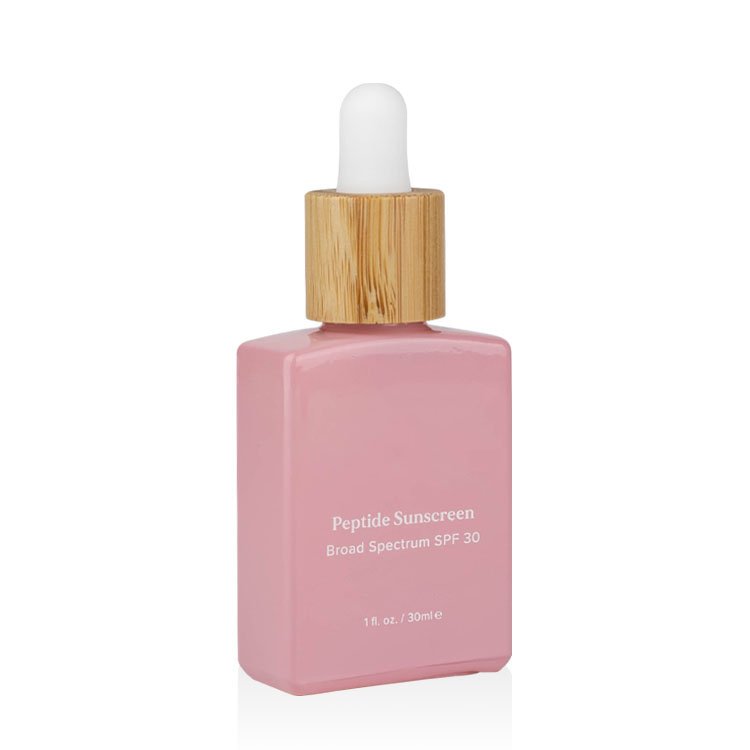 Wooden Bottle Cap Perfume 30ML 15 ml Perfume Bottles Pink Square Glass Essential Oil Glass Bottle With Bamboo Dropper