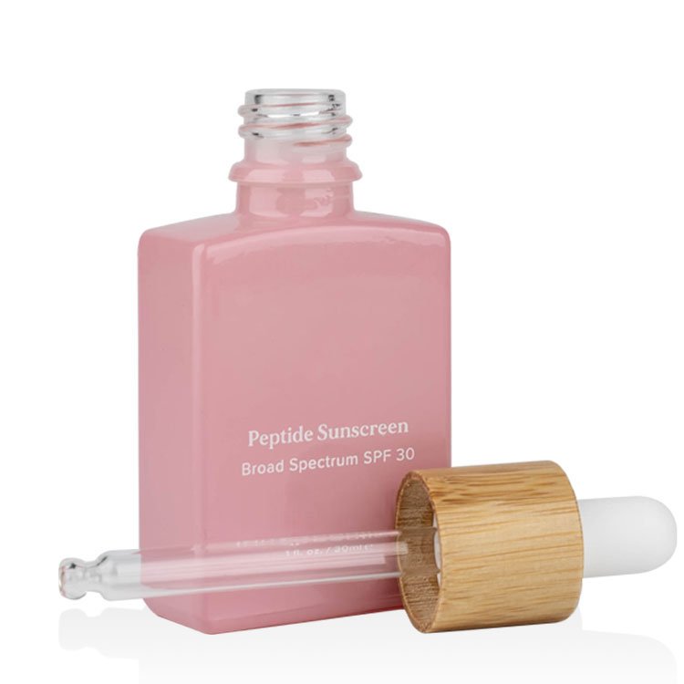 Wooden Bottle Cap Perfume 30ML 15 ml Perfume Bottles Pink Square Glass Essential Oil Glass Bottle With Bamboo Dropper