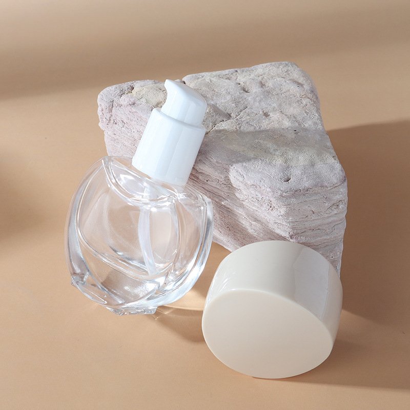 New Design 30ml Foundatiion Packaging Empty Clear Serum Pump Bottle for Cosmetic 1oz Lotion Glass Bottle