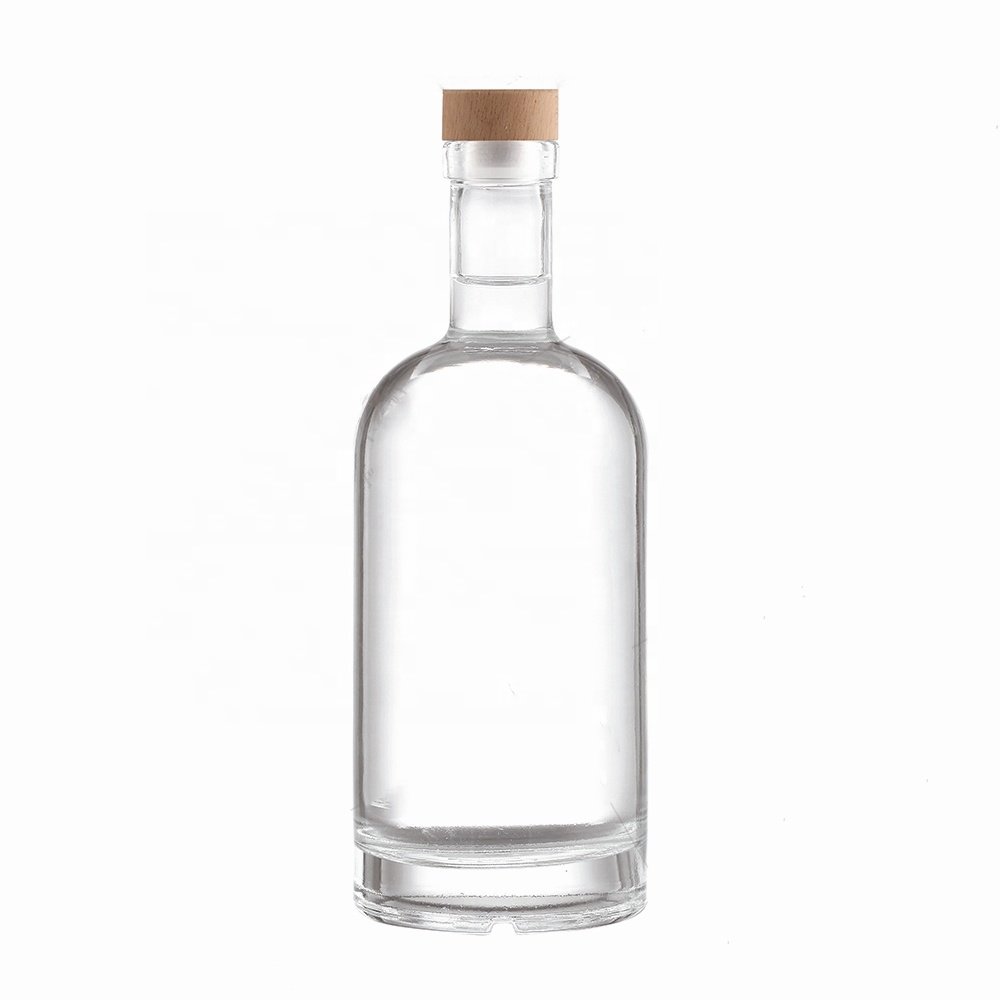 Factory high flint 100ml 200ml 375ml 500ml 750ml liquor gin vodka whisky wine spirit customized empty glass bottles with cork