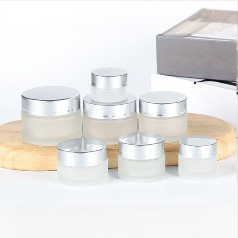 Custom Logo 2oz 60ml Amber Clear Glass Jars Matte 10ml 20ml 50ml 100ml Cosmetic Cream Container For Cosmetics With Round Lid