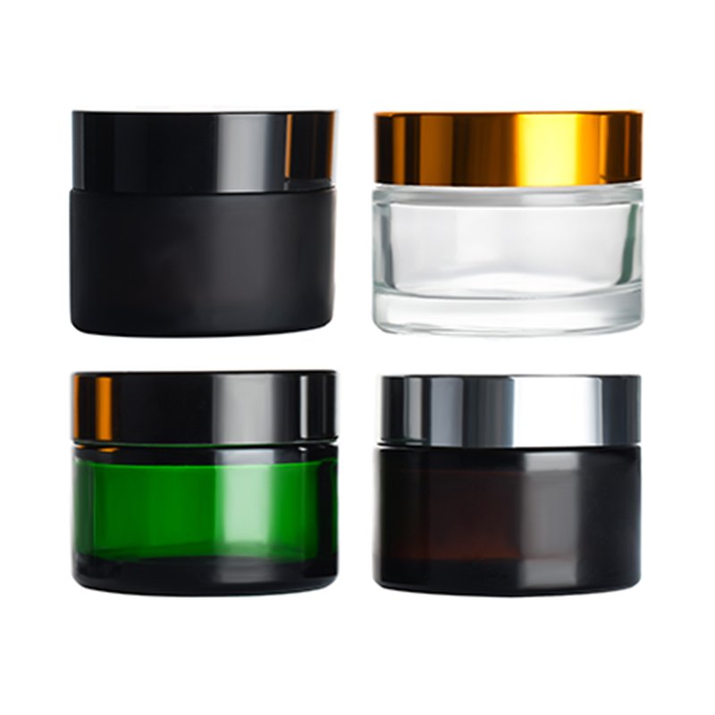 Custom Logo 2oz 60ml Amber Clear Glass Jars Matte 10ml 20ml 50ml 100ml Cosmetic Cream Container For Cosmetics With Round Lid