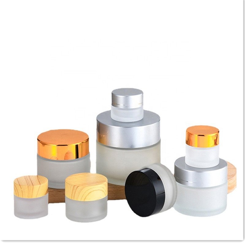 Custom Logo 2oz 60ml Amber Clear Glass Jars Matte 10ml 20ml 50ml 100ml Cosmetic Cream Container For Cosmetics With Round Lid