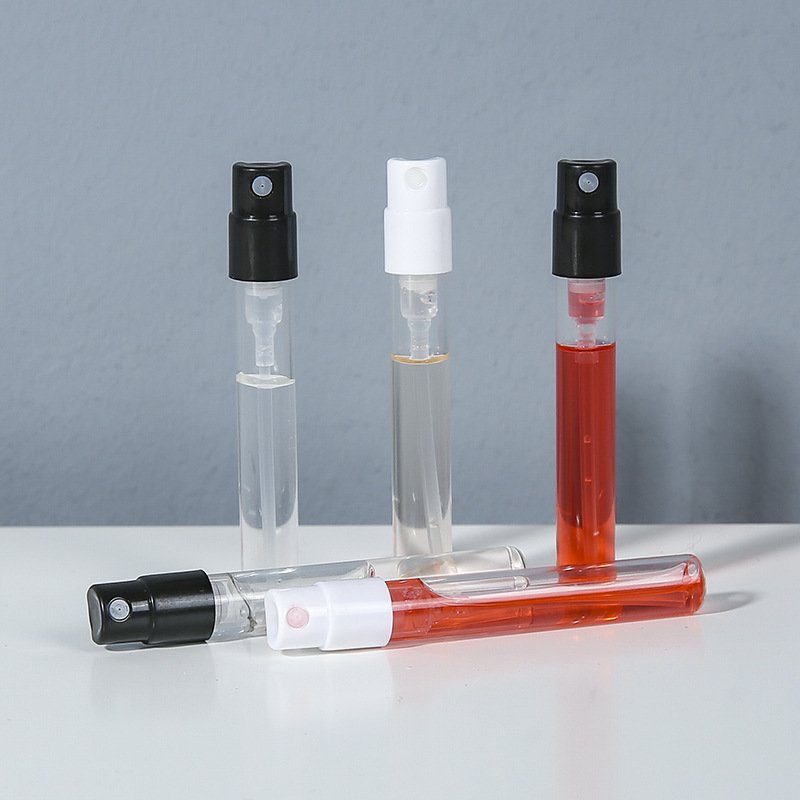 1ml 2ml empty small glass perfume tester bottle sample vials with crimp sprayer