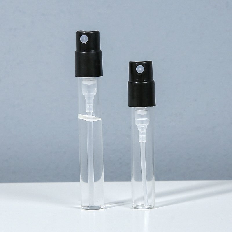 1ml 2ml empty small glass perfume tester bottle sample vials with crimp sprayer