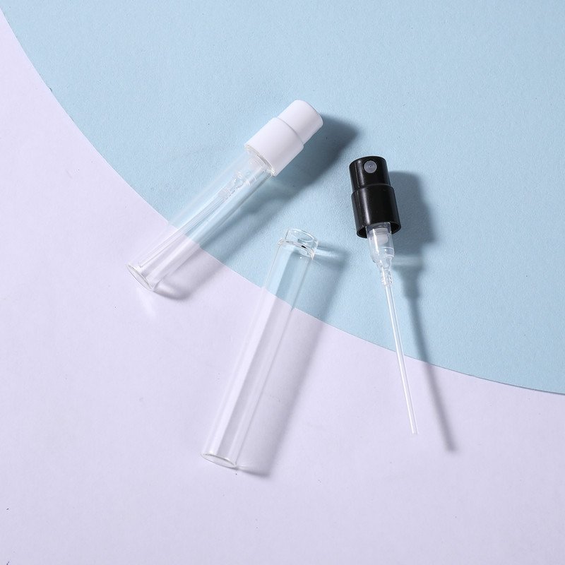 1ml 2ml empty small glass perfume tester bottle sample vials with crimp sprayer