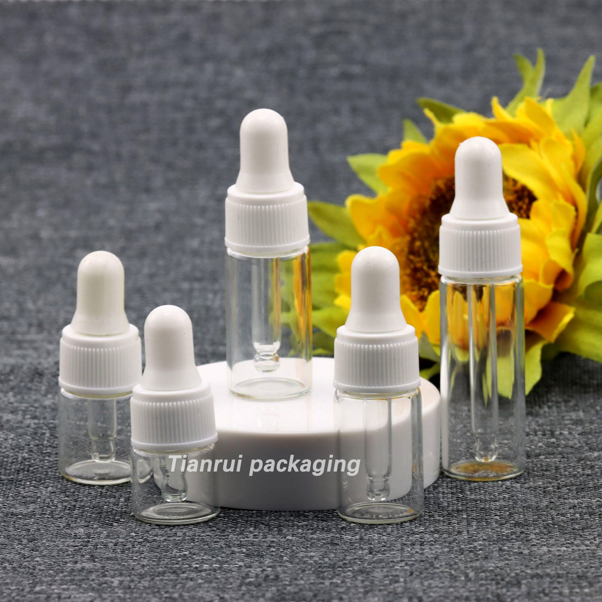 Cosmetic 1ml 2ml 3ml 5ml Glass Serum Dropper Bottle Transparent Portable Mini Glass Sample Vials