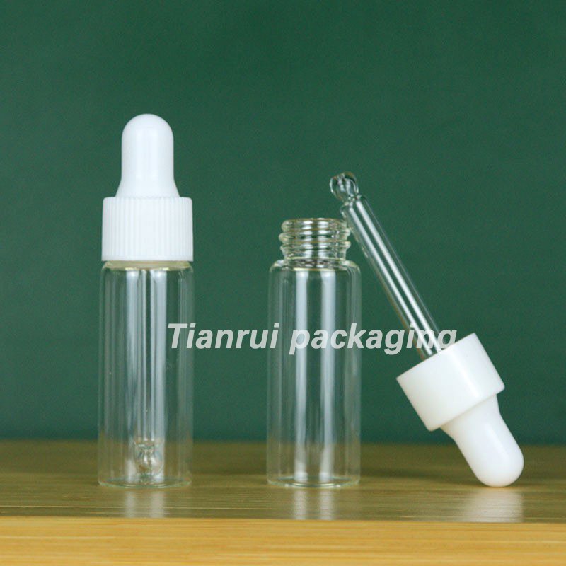 Cosmetic 1ml 2ml 3ml 5ml Glass Serum Dropper Bottle Transparent Portable Mini Glass Sample Vials
