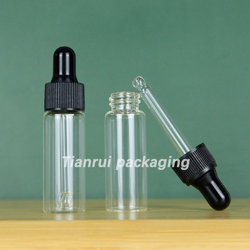 Cosmetic 1ml 2ml 3ml 5ml Glass Serum Dropper Bottle Transparent Portable Mini Glass Sample Vials