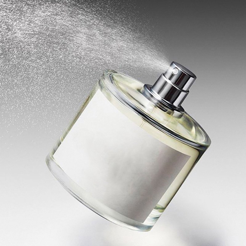 Wholesale price 30ml / 50ml / 100ml round empty perfume bottle black cap spray glass bottle