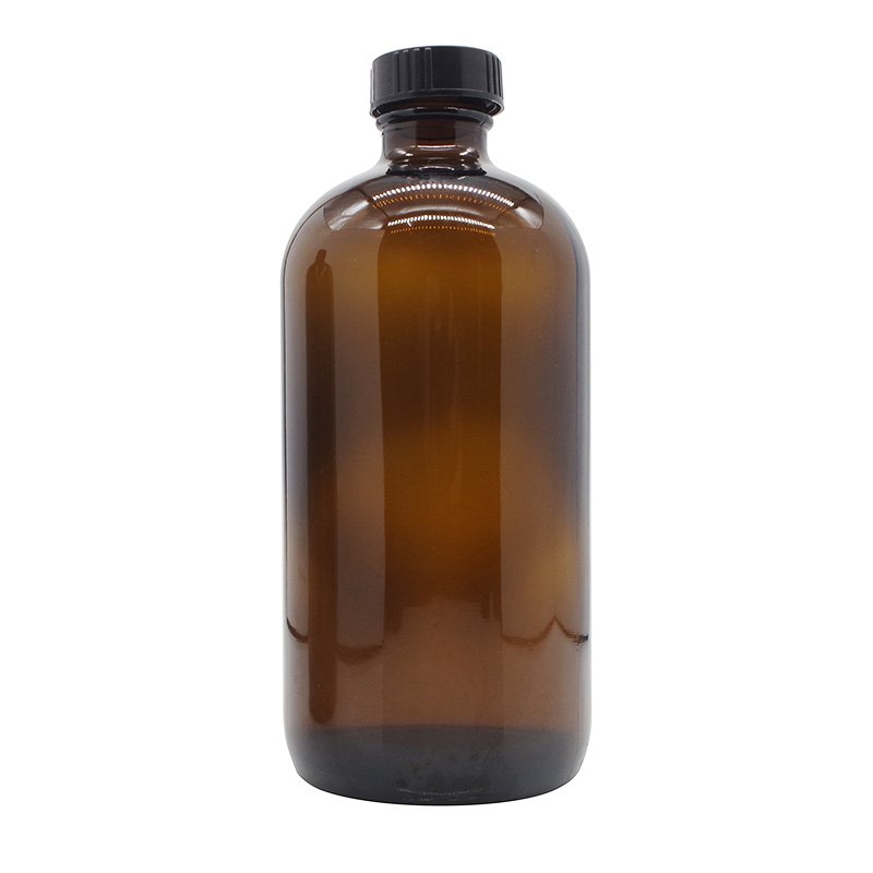 8oz 16oz Clear Amber Boston Round Juice Beverage Kombucha Glass Bottle with Black Polycone Cap 500ml for Cold Brew Coffee