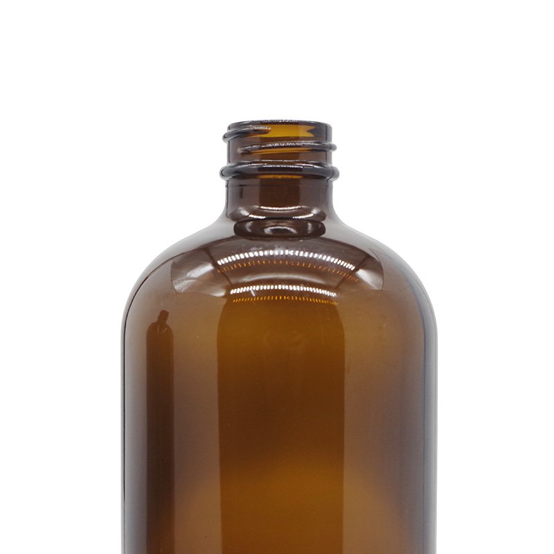 8oz 16oz Clear Amber Boston Round Juice Beverage Kombucha Glass Bottle with Black Polycone Cap 500ml for Cold Brew Coffee