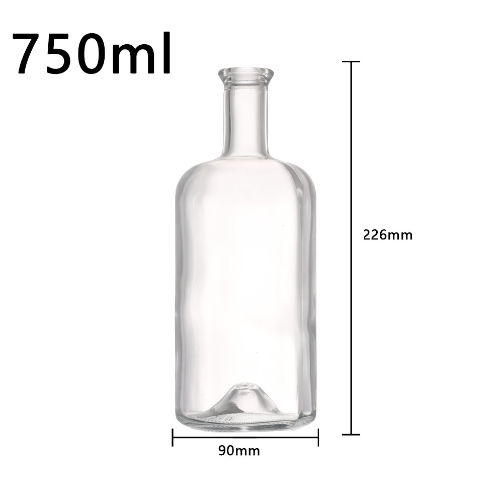 750ml 700ml 50cl amber Glass Bottle with Stopper Screw Cap Cork for Gin Vodka Whisky Tequila Liquor Alcohol Spirits