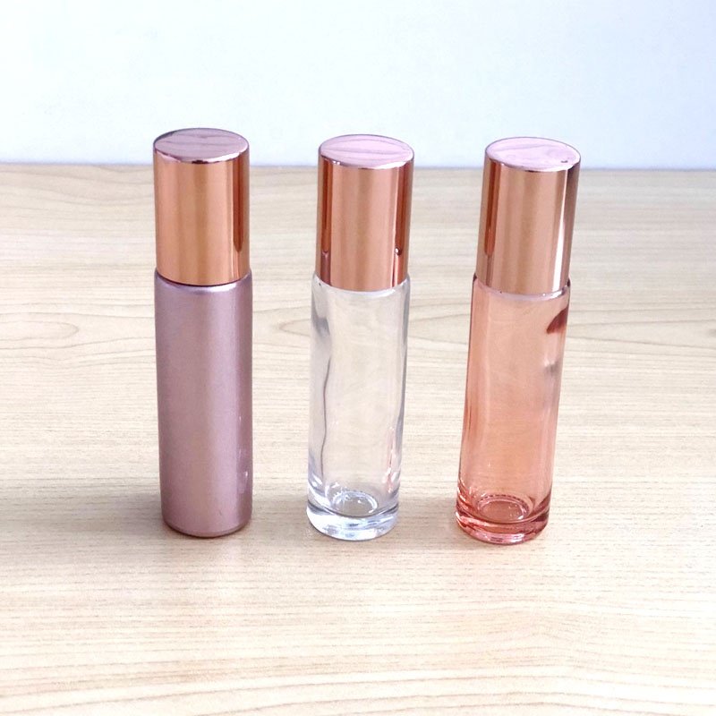 5ml 10ml eye Essential oil cream rose gold glass roll on bottle pink stainless roller balls pink glass roller bottle in stock