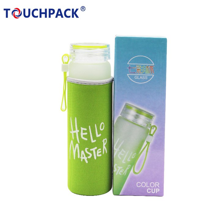 420ml Wide Mouth Semi-clear Glass Water Bottle Custom