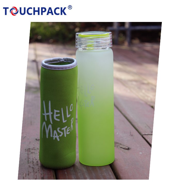 420ml Wide Mouth Semi-clear Glass Water Bottle Custom