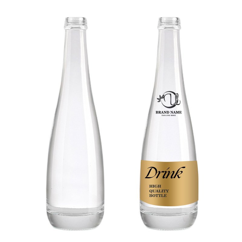 Empty Clear Frosted Refillable 330ml 500ml customized water drop Beverage Glass Bottle For Milk Juice drinks glass wine bottle
