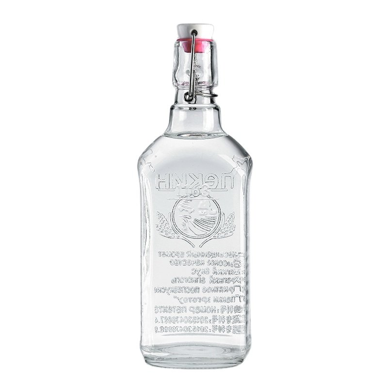 Unique transparent 750ml glass bottle square whisky glass bottle