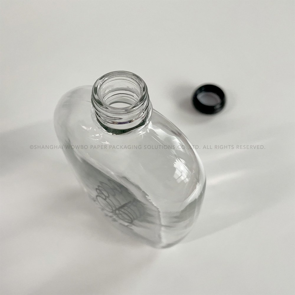 200ml/250ml/350ml Flat Hip Flask Glass Beverage Bottle With plastic Cap For Cold Brew Coffee/Juice/Milk Use
