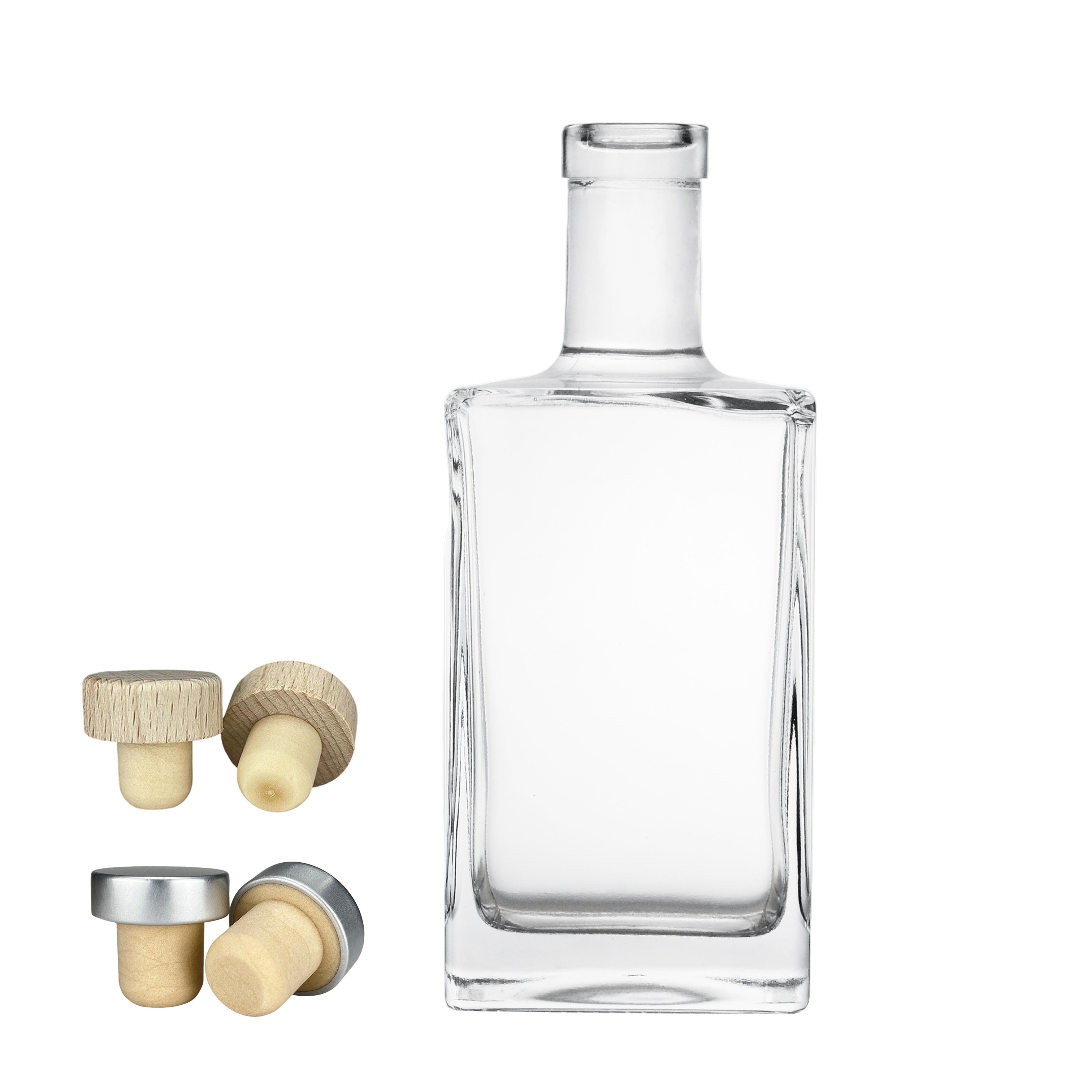 Custom 300ml/500ml High-Grade Glass Wine Bottle for Vodka Whisky Gin Rum Brandy Local White Liquids Wooden Stoppers Included