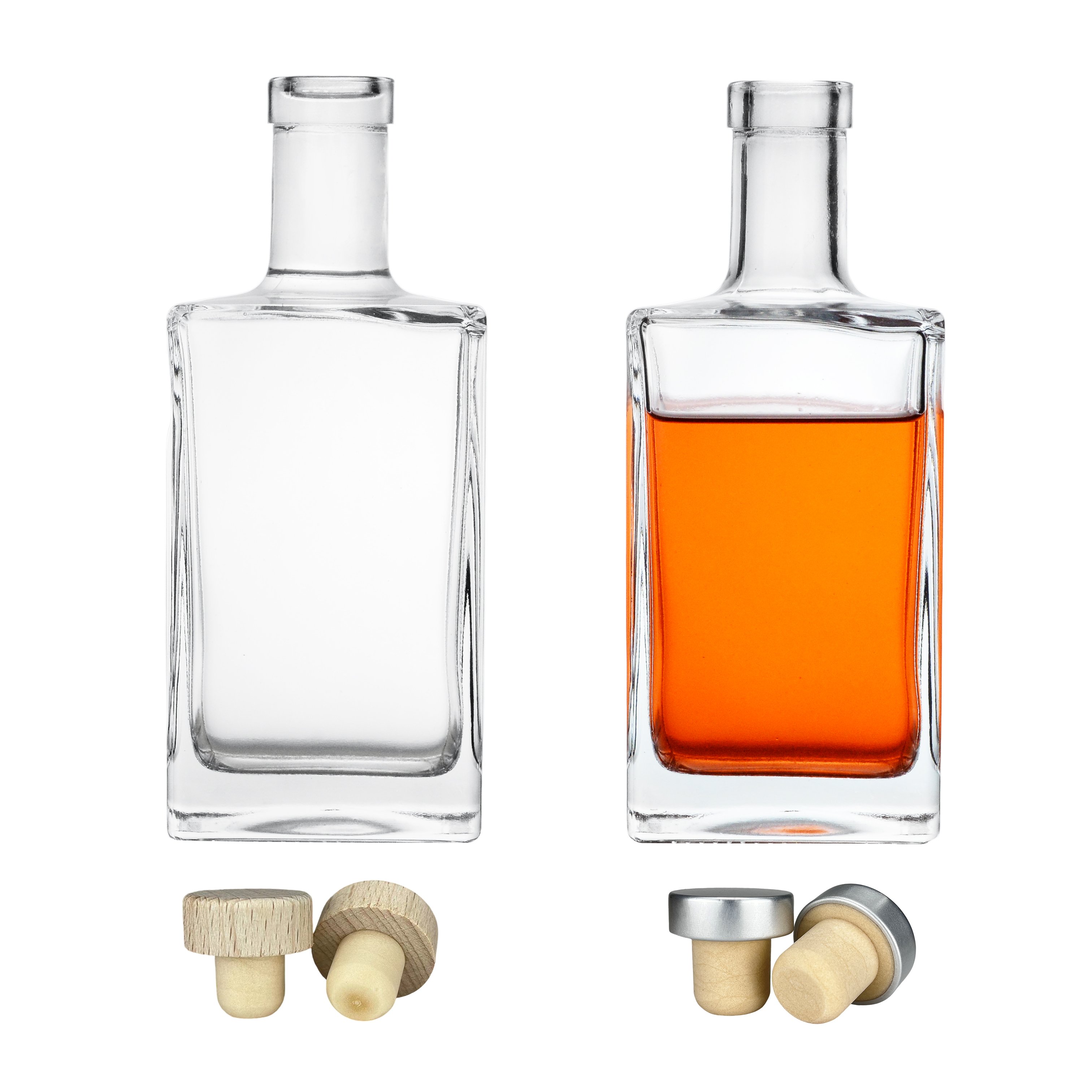 Custom 300ml/500ml High-Grade Glass Wine Bottle for Vodka Whisky Gin Rum Brandy Local White Liquids Wooden Stoppers Included