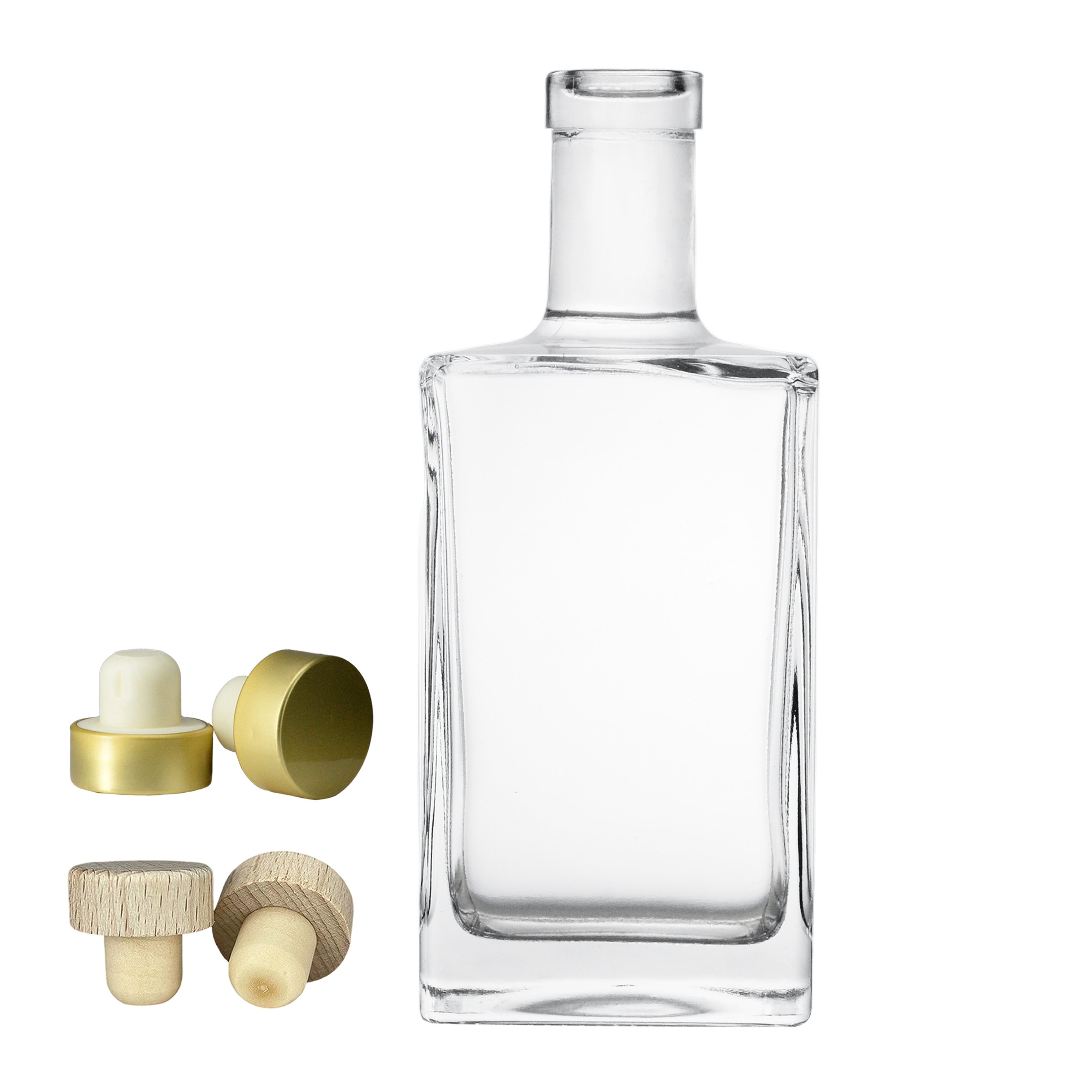 Custom 300ml/500ml High-Grade Glass Wine Bottle for Vodka Whisky Gin Rum Brandy Local White Liquids Wooden Stoppers Included