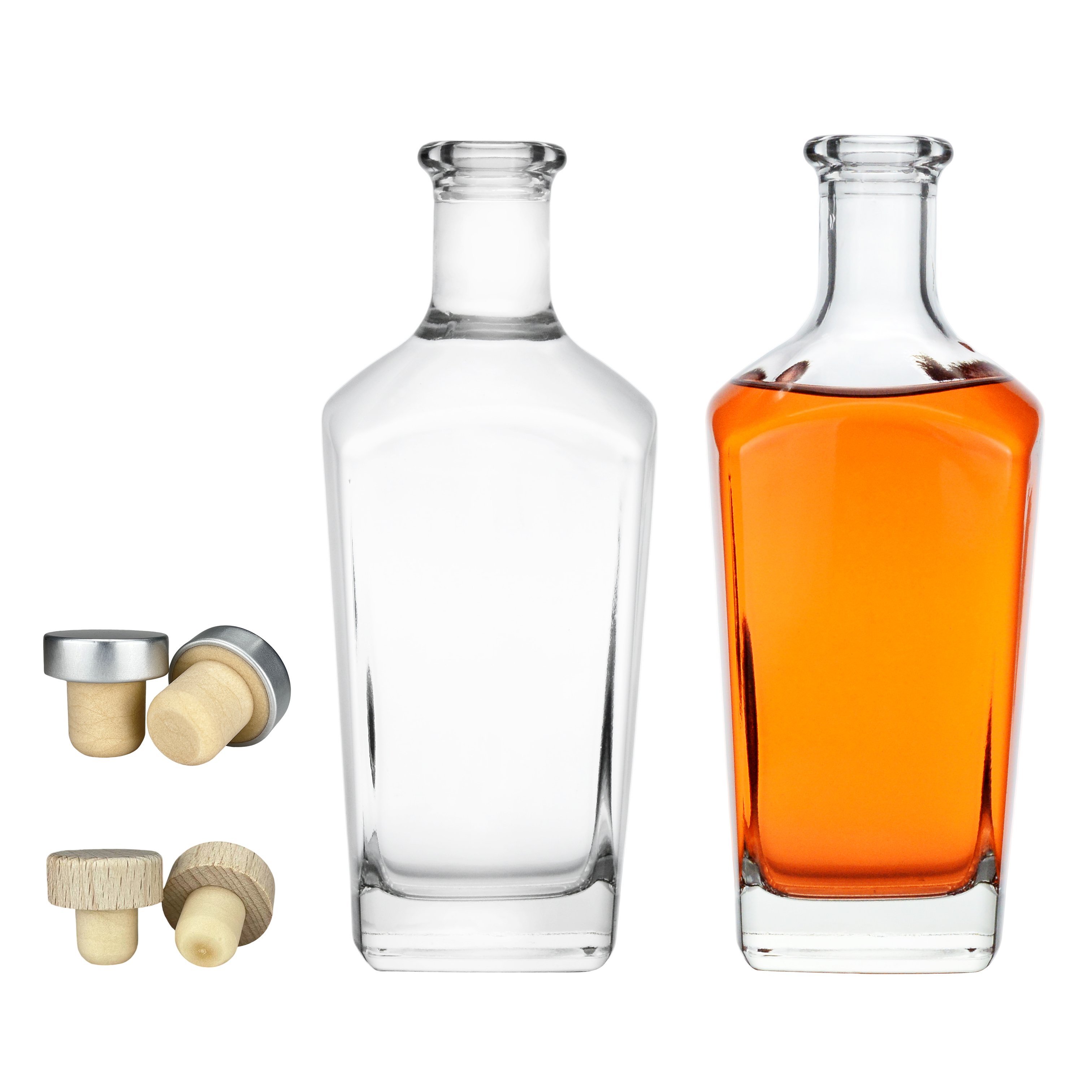 Custom 300ml/500ml High-Grade Glass Wine Bottle for Vodka Whisky Gin Rum Brandy Local White Liquids Wooden Stoppers Included