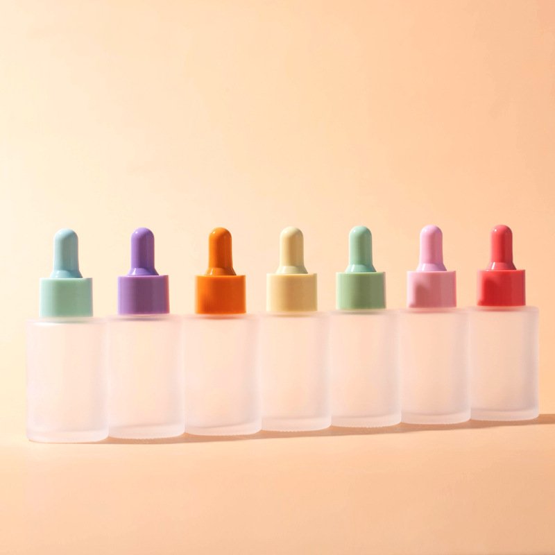 30ml Cosmetic Essence Bottle Color Frosted Glass Essential Oil Dropper Bottle in Stock