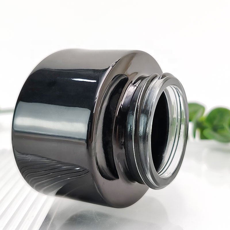 Glass Bottle Customization lotion bottle cream jar sets black 30g 50g Liquid Filling Glass Bottle with gold lid