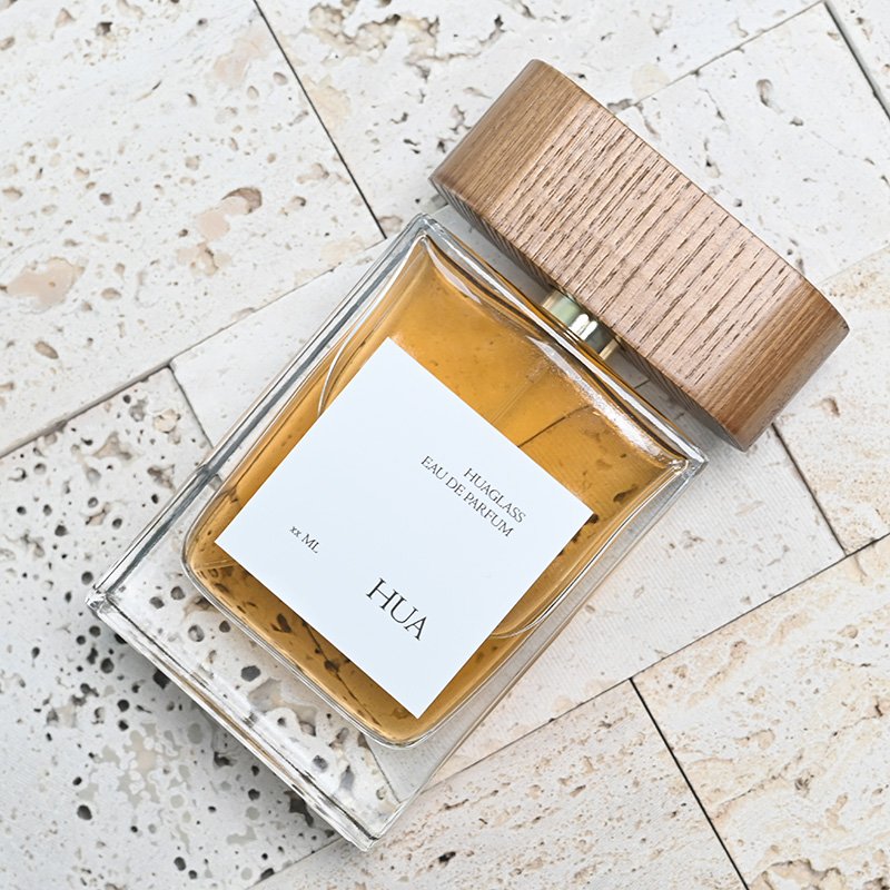 Custom Logo Perfume Bottle Square Shape Flat 100ml Clear 15mm Crimp Neck Perfume Glass Bottle 100ml with Wooden Cap