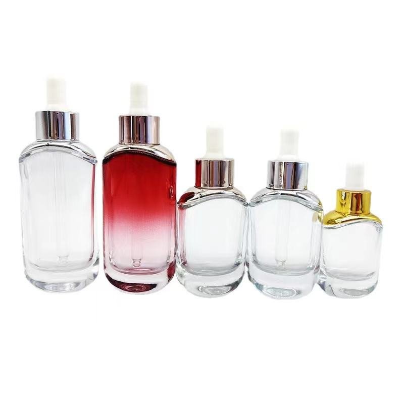 New Thick Bottom dropper bottle 30ml 50ml Glass Essential Oil Bottle For Facial Serum Straight Round Empty Packing Bottle