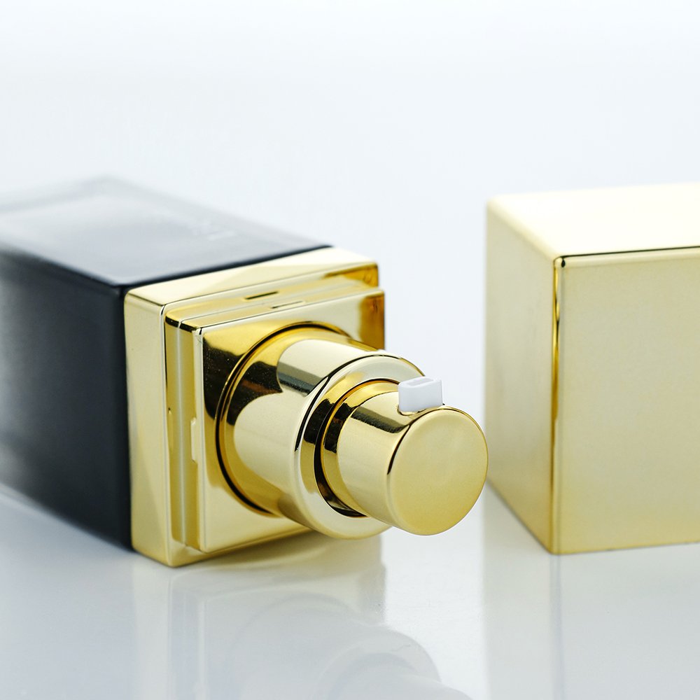 20 ml Luxury square glass bottles for cosmetics packaging frosted black 20ml bottle pump foundation glass bottle