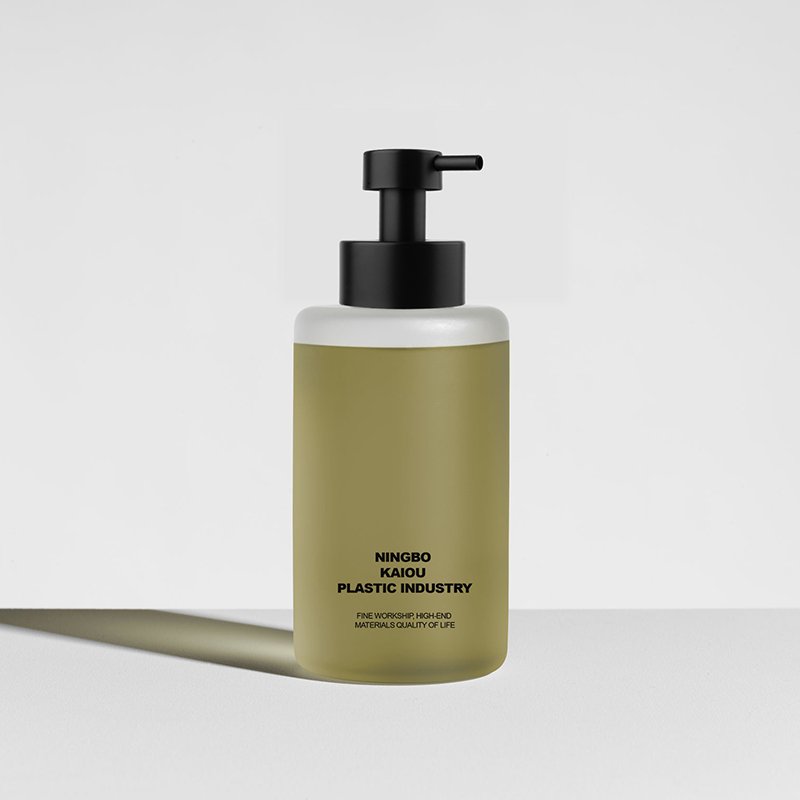 300ml glass frosted foam pump bottle glass bottles with black pump foaming soap dispenser bottle
