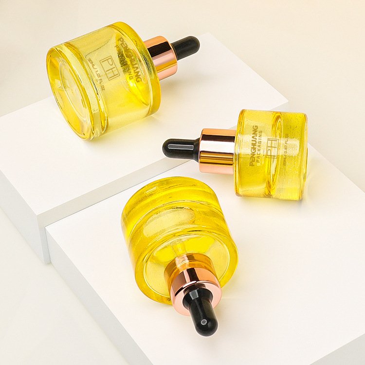 Customize Refillable Cosmetic Packaging Supplier 30ml Round Serum White Glass Dropper Bottle For Face Serum