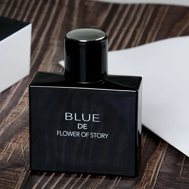 100ml transparent square perfume glass bottle with spray custom bottle cap