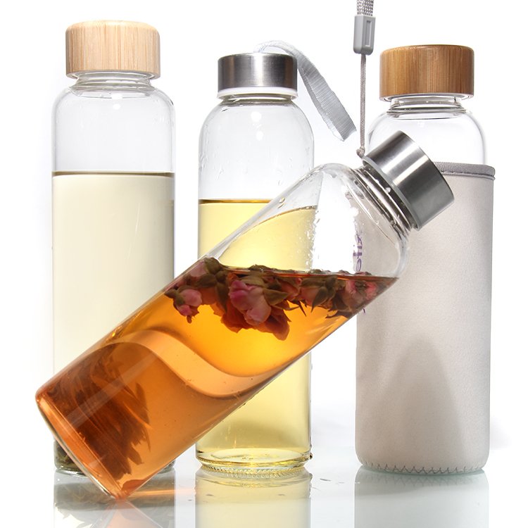 Wholesale Customised 500ml 1000ml Clear Borosilicate Glass Water Bottle