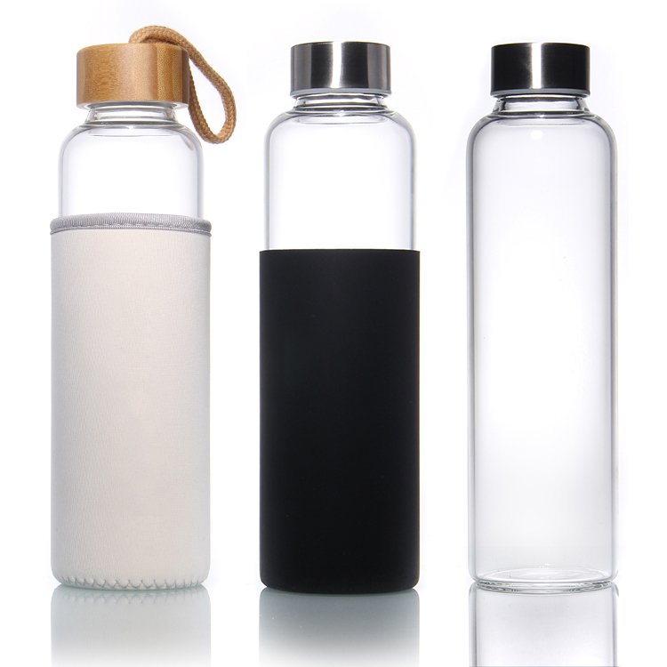 Wholesale Customised 500ml 1000ml Clear Borosilicate Glass Water Bottle