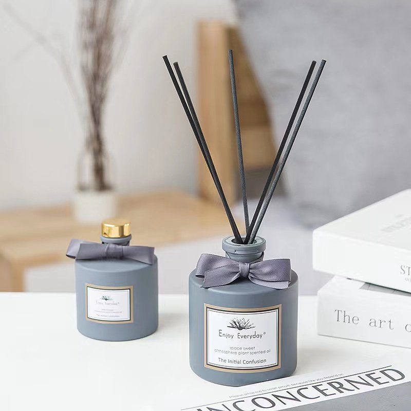 Empty Matte Black White round glass aromatherapy jar reed diffuser fragrance glass bottle