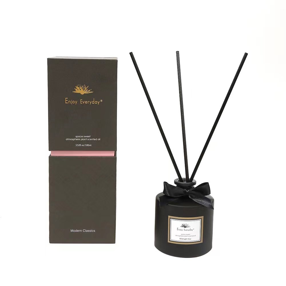 Empty Matte Black White round glass aromatherapy jar reed diffuser fragrance glass bottle