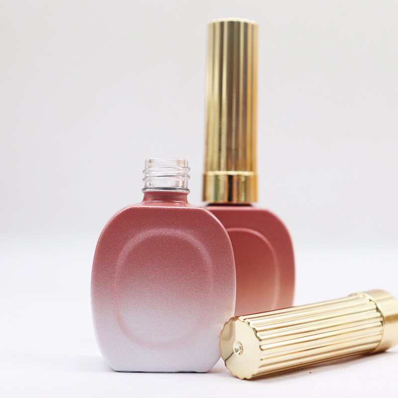 High Quality Unique Fancy Matte Gradient Pink 15ml Bottle Empty Nail Polish UV Gel Glass Bottle