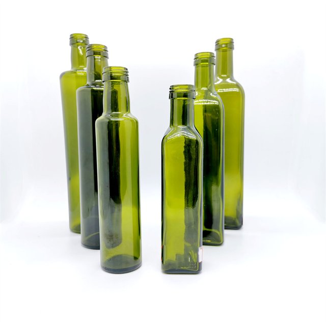 Wholesale 100ml 250ml 375ml 500ml 750ml 1000ml Antique Green Amber Clear Round Square Marasca Olive Oil Glass Bottle With Cap
