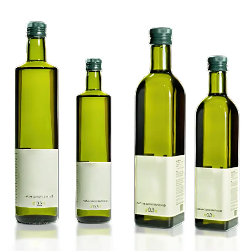 Wholesale 100ml 250ml 375ml 500ml 750ml 1000ml Antique Green Amber Clear Round Square Marasca Olive Oil Glass Bottle With Cap
