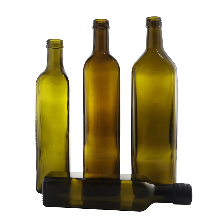 Wholesale 100ml 250ml 375ml 500ml 750ml 1000ml Antique Green Amber Clear Round Square Marasca Olive Oil Glass Bottle With Cap